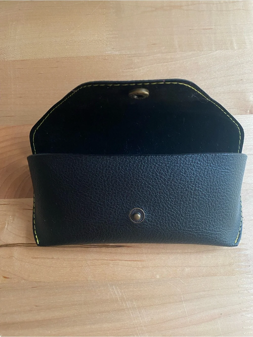 Moscot Originals Glasses Case Black Faux Leather Yellow Stitching Felt NYC 1915